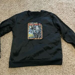 Black “Let’s Watch Scary Movies” Graphic Men's Sweater